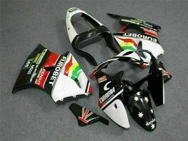 2000-2002 Black White Eurobet ZX6R Motorcycle Fairings 2000-2002 Black White Eurobet ZX6R Motorcycle Fairings